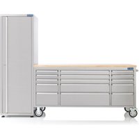 SGS 72in Stainless Steel 15 Drawer Mobile Workbench & Heavy Duty Tool Chest | Tall Single Cabinet