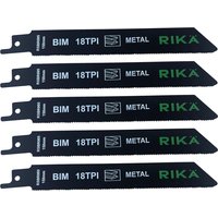 Rikä 150mm 18TPI Bi-Metal Recip Saw Blades for Metal and Wood with Nails - Pack of 5 - Type S922EF