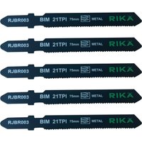 Rikä 75mm 21 TPI Bi-Metal Fine Metal Cutting Jigsaw Blades - Pack of 5 - Type T118AF