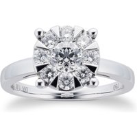 18ct White Gold 1.00 Carat Total Weight Diamond Multi Stone Ring - Ring Size J