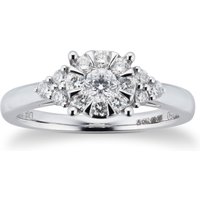 18ct White Gold 0.50 Carat Total Weight Multi Stone trefoil Ring - Ring Size M