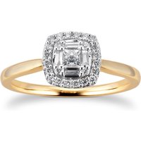 9ct Yellow Gold 0.25cttw Diamond Round Cluster Ring - Ring Size Q