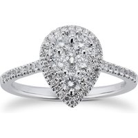 18ct White Gold 0.75cttw Pear Cluster Ring - Ring Size O