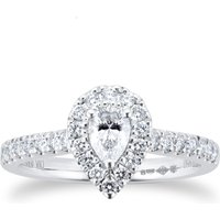 Platinum 0.60ct Diamond Pear Cut Halo Engagement Ring - Ring Size P