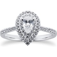 18ct White Gold 0.60cttw Diamond Pear Cut Double Halo Ring - Ring Size M