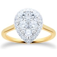 18ct Yellow Gold 0.75cttw Pear Cluster Diamond Ring - Ring Size K