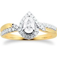 18ct Yellow Gold 0.66cttw Diamond Pear Cut Double Row Halo Ring - Ring Size M