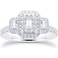 18ct White Gold 0.75cttw Diamond Emerald Cluster Ring - Ring Size N