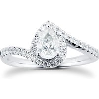 18ct White Gold 0.75cttw Diamond Pear Cut Halo Ring - Ring Size L