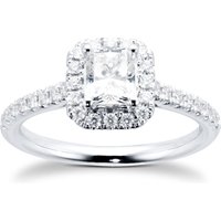 Platinum 1.00cttw Diamond Radiant Cut Halo Ring - Ring Size O