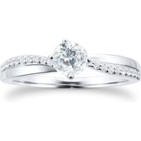 Platinum 0.55ct Diamond Set Shoulder Solitaire Engagement Ring - Ring Size M