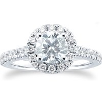Platinum 1.5ct Diamond Halo Engagement Ring - Ring Size N