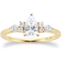18ct Yellow Gold 0.90cttw Diamond Pear Scatter Engagement Ring - Ring Size O