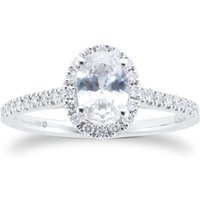 Platinum 1.00cttw Diamond Oval Halo Engagement Ring - Ring Size N