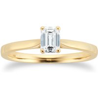 18ct Yellow Gold 0.50ct Emerald Cut Solitaire Engagement Ring - Ring Size P