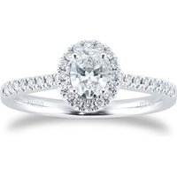 Platinum 0.60ct Diamond GIA Oval Halo Engagement Ring - Ring Size P