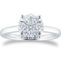 18ct White Gold 0.50ct Diamond Amore Cluster Ring - Ring Size J