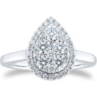 Platinum 0.75ct Diamond Pear Cluster Engagement Ring - Ring Size N