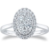 Platinum 0.75ct Diamond Oval Cluster Engagement Ring - Ring Size P