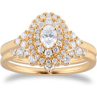 18ct Yellow Gold 0.75cttw Diamond Oval Tiara Bridal Set - RingSize K
