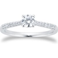 Platinum 0.50cttw Diamond Set Shoulder Solitaire Engagement Ring - Ring Size I