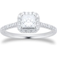Platinum 0.60cttw Princess Cut Diamond Halo Engagement Ring - Ring Size J