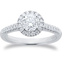 Platinum 1.00cttw Brilliant Cut Diamond Halo Engagement Ring - Ring Size L
