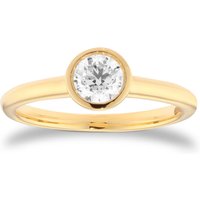 18ct Yellow Gold 0.50cttw Round Brilliant Cut Bezel Set Diamond Engagement Ring - Ring Size N