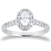 Platinum 0.80cttw Oval Diamond Halo Engagement Ring - Ring Size N