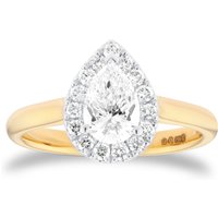 18ct Yellow and White Gold 1.00cttw Pear Cut Diamond Halo Engagement Ring - Ring Size N