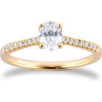 18ct Yellow Gold 0.60cttw Diamond Set Shoulder Oval Cut Solitaire Engagement Ring - Ring Size O
