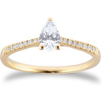 18ct Yellow Gold 0.60cttw Diamond Set Shoulder Pear Cut Solitaire Engagement Ring - Ring Size L