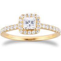 18ct Yellow Gold 0.80cttw Princess Cut Diamond Halo Engagement Ring - Ring Size M