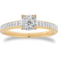 9ct Yellow Gold 0.25cttw Multistone Set Shoulder Diamond Engagement Ring - Ring Size L