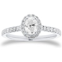 Platinum 0.80cttw Oval Cut Diamond Halo Engagement Ring - Ring Size O