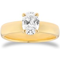 18ct Yellow Gold 1.00cttw Oval Cut Solitaire Diamond Heavy Set Engagement Ring - Ring Size O