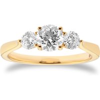 18ct Yellow Gold 1.00cttw Round Brilliant Cut Three Stone Engagement Ring - Ring Size P