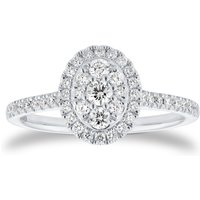 9ct White Gold 0.50ct Oval Cluster Diamond Engagement Ring - Ring Size N