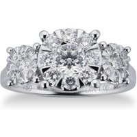 18ct White Gold 1.00 Carat Total Weight Diamond Three Stone Ring - Ring Size J