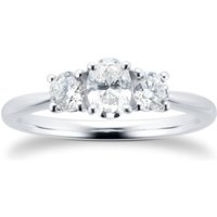 Platinum 0.76cttw Diamond Thee Stone Oval & Brilliant Cut Engagement Ring - Ring Size O