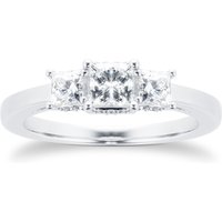 18ct White Gold 0.74cttw Princess Cut Diamond Three Stone Engagement Ring - Ring Size L at Goldsmiths Jewellery 18ct White Gold 0.74cttw Princess Cut Diamond Three Stone Engagement Ring - Ring Size L.
