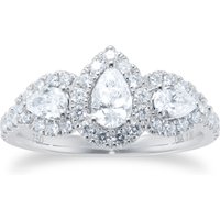 18ct White Gold 1.00ct Diamond Triple Pear Halo Engagement Ring - Ring Size I