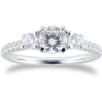Platinum 1.00cttw Diamond 3 Stone Engagement Ring - Ring Size M