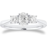 Platinum 0.76cttw Oval and Brilliant Cut Diamond 3 Stone Engagement Ring - Ring Size K
