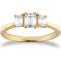 18ct Yellow Gold 0.75cttw Emerald Cut Diamond Three Stone Engagement Ring - Ring Size N