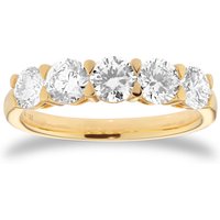 18ct Yellow Gold 1.50cttw Round Brilliant Cut Diamond Five Stone Ring - Ring Size O