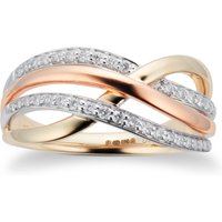 9ct Three Coloured Gold 0.25ct Ring - Ring Size O