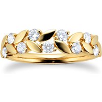 9ct Yellow Gold 0.50cttw Diamond Floral Band - Ring Size L