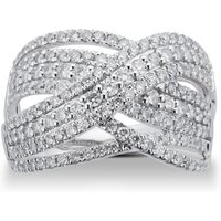 Brilliant Cut 1.00 Carat Total Weight Diamond Wrap Ring In 9 Carat White Gold - Ring Size I