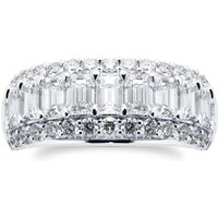 Platinum 3.58cttw Emerald Cut Multi Row Diamond Ring - Ring Size M